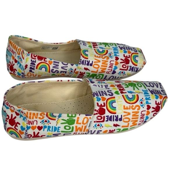 Toms Alpargata Unity Love Wins Pride Rainbow Canvas Shoes Womens SZ 7 Comfort - Picture 11 of 13